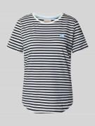 FREE/QUENT T-Shirt mit Motiv-Stitching und Rundhalsausschnitt in Marin...