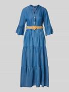 ZABAIONE Jeanskleid mit Gürtel und Rüschenärmel Modell 'Li44yanaa' in ...