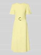 Rinascimento Cocktailkleid mit Gürtel und Rundhalsausschnitt in GELB, ...