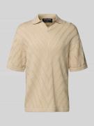 Pegador Strick-Poloshirt mit Label-Stitching Modell 'Canva' in Offwhit...