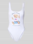 Polo Ralph Lauren Badeanzug mit Polo Bear Motiv-Print in Weiss, Größe ...
