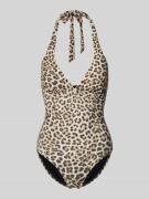Jake*s Casual Neckholder-Badeanzug im Allover-Look in Schlamm, Größe L
