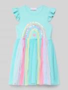 DANAMADE Kleid mit Pailletten und Stitching in Tuerkis, Größe 104
