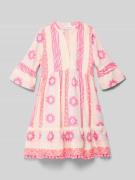 DANAMADE Tunikakleid mit V-Ausschnitt und Bommeln in Neon Pink, Größe ...