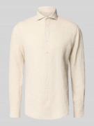 Profuomo Regular Fit Leinenhemd mit Kentkragen in Sand, Größe 38