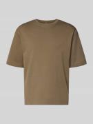 Profuomo T-Shirt mit Logo-Print und Rundhalsausschnitt in Hellbraun, G...