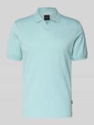 bugatti Regular Fit Poloshirt mit Strukturmuster in Aqua, Größe L