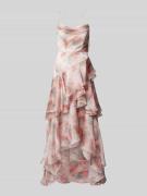 Luxuar Abendkleid mit Spaghettiträger in Apricot, Größe 32