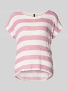 Vero Moda Boxy Fit T-Shirt aus Viskose-Mix Modell 'WIDE STRIPE' in Ros...