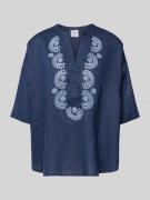 Emily Van den Bergh Leinenbluse mit 3/4-Arm und Motiv-Stitching in Mar...