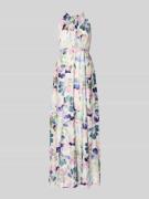 Jake*s Cocktail Maxikleid aus Satin mit Bindegürtel in Ecru, Größe 32