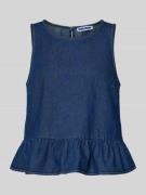 REVIEW Jeans-Top mit Schößchendetail in Dunkelblau, Größe L