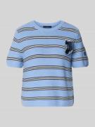 Oui Strickshirt mit floraler Applikation in Dunkelblau Melange, Größe ...