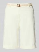 Christian Berg Woman Chino-Bermudas mit Gürtel in Offwhite, Größe 34