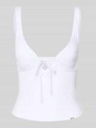Guess Jeans Slim Fit Top mit Spitzenbesatz in Weiss, Größe M