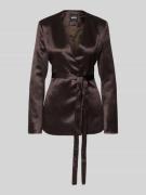 BOSS Slim Fit Blazer mit Bindegürtel in Dunkelbraun, Größe 32