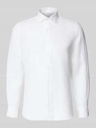 SEIDENSTICKER Slim Fit Business-Hemd aus Leinen mit Kentkragen in Weis...