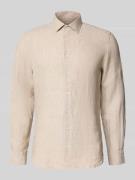 SEIDENSTICKER Slim Fit Business-Hemd aus Leinen mit Kentkragen in Sand...
