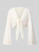 Apricot Strickjacke mit Knotendetail und Trompetenärmeln in Offwhite, ...