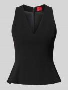 HUGO Slim Fit Blusentop mit Schößchen in Black, Größe 32