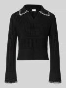 Noisy May Slim Fit Poloshirt in Strick-Optik Modell 'CAITLYN' in Black...