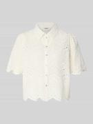 Only Loose Fit Bluse mit Lochstickerei Modell 'VALAIS' in Weiss, Größe...