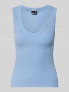 Gina Tricot Slim Fit Top mit V-Ausschnitt in Rauchblau, Größe L