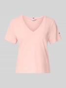 Tommy Hilfiger Regular Fit T-Shirt aus Baumwoll-Leinen-Mix in Rosa, Gr...