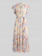 Lauren Ralph Lauren Tailliertes Midikleid mit Volants in Ecru, Größe 3...