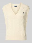 Polo Ralph Lauren Strickpullunder mit Zopfmuster in Ecru, Größe M