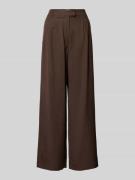comma Wide Fit Leinenhose mit elastischem Bund in Dunkelbraun, Größe 3...