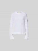 Juvia Sweatshirt in Loch-Strick-Optik in Weiss, Größe L