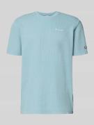 CHAMPION T-Shirt mit Strukturmuster und Label-Stitchings in Rauchblau,...