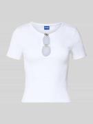 Hugo Blue Slim Fit T-Shirt aus Baumwoll-Mix Modell 'DIHEART_B' in Weis...