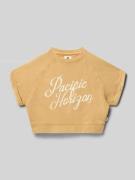 Garcia Cropped T-Shirt mit Statement-Print in Sand, Größe 140