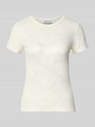 More & More T-Shirt aus Viskose-Elasthan-Mix im Allover-Look in Offwhi...