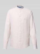 Fynch-Hatton Slim Fit Leinenhemd mit Stehkragen in Sand, Größe XXL