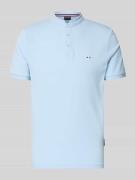 HECHTER PARIS Slim Fit Poloshirt mit Stehkragen in Hellblau, Größe L
