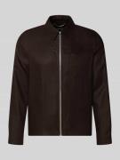 Drykorn Regular Fit Hemdjacke aus Leinen mit Reißverschluss in Dunkelb...