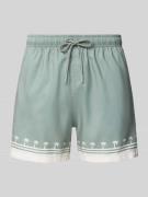 BOARDIES Badehose mit elastischem Bund Modell 'Shore Palm' in Khaki, G...