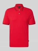bugatti Regular Fit Poloshirt mit Logo-Stitching in Rot, Größe L