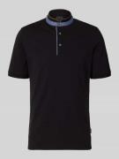bugatti Regular Fit Poloshirt mit Stehkragen und Logo-Stitching in Bla...