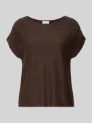 comma Strickshirt aus Viskose-Mix mit Rundhalsausschnitt in Dunkelbrau...