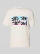 Jack & Jones T-Shirt mit Label-Print Modell 'INDIANA' in Stein, Größe ...