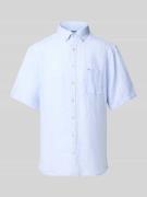 Fynch-Hatton Regular Fit Leinenhemd mit Button-Down-Kragen in Hellblau...