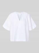 Christian Berg Woman Boxy Fit Leinenbluse mit V-Ausschnitt in Weiss, G...
