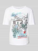 Marc Cain T-Shirt mit Motiv-Print in Weiss, Größe 34