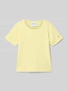 CHAMPION Regular Fit T-Shirt mit Logo-Stitching in Hellgelb, Größe 152
