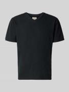 Superdry T-Shirt aus Baumwoll-Leinen-Mix mit V-Ausschnitt in Black, Gr...