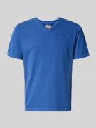 Superdry T-Shirt aus Baumwoll-Leinen-Mix mit V-Ausschnitt in Royal, Gr...